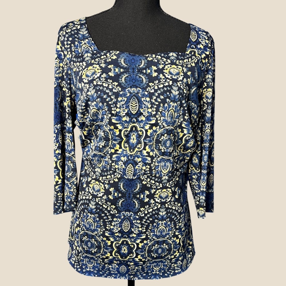 Womens Dark Floral Paisley Y2K Mesh Top SzS Indie Sleaze Fairy Grunge Mesh Sheer